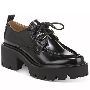 Sam Edelman Black Monna Lace Up Chunky Platform Loafers